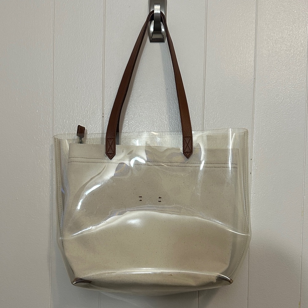 Madewell Transparent Tote Bag with Brown Handles